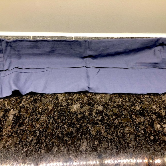 Standard Linen Blend Pillowcase Set in Blue, Ruffled Trim Simply & Opulence New - Picture 3 of 3